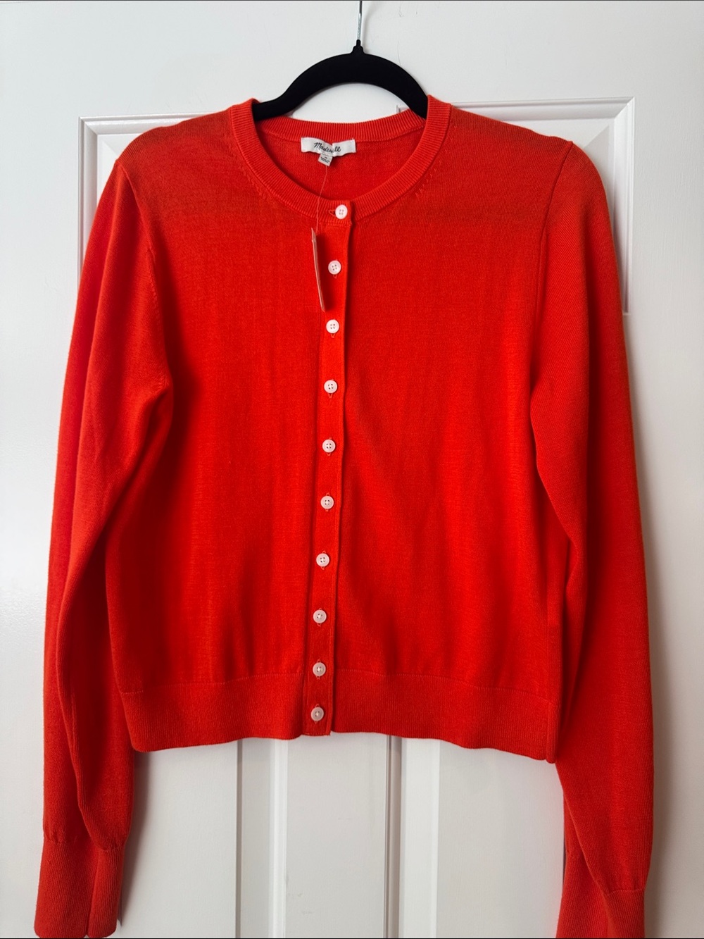 Madewell Vibrant Orange Button-Front Crew Cardigan